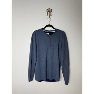 Men's Marine Layer Blue Red Striped Long-sleeved Henley Casual Shirt Top M/L